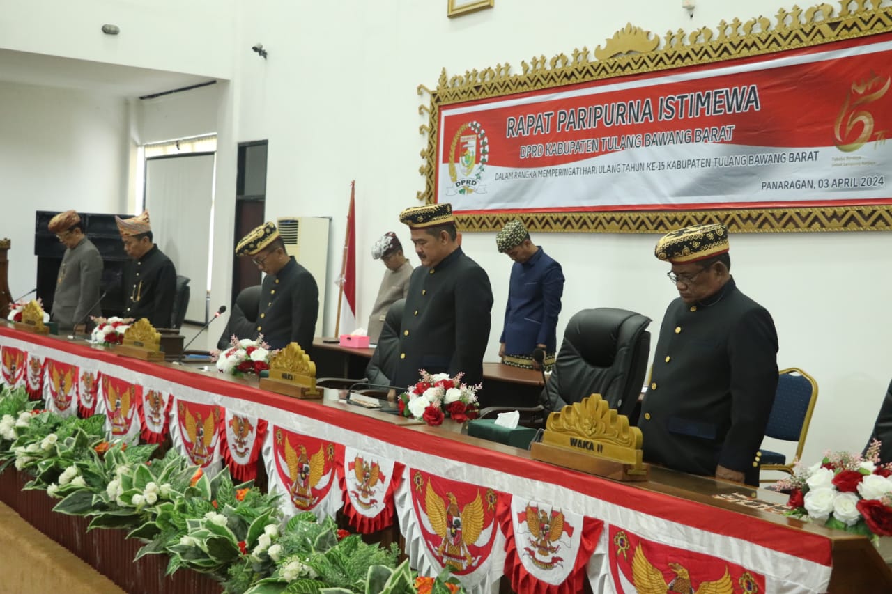 Dewan Perwakilan Rakyat Daerah (DPRD) Kabupaten Tulang Bawang Barat menggelar rapat Paripurna  dalam rangka Hari Ulang Tahun Kabupaten Tulangbawang Barat yang KE-15.